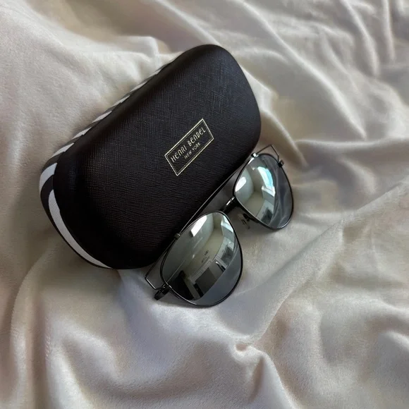 Henri Bendel Black Frame Sunglasses with Silver Lenses - Picture 2 of 5